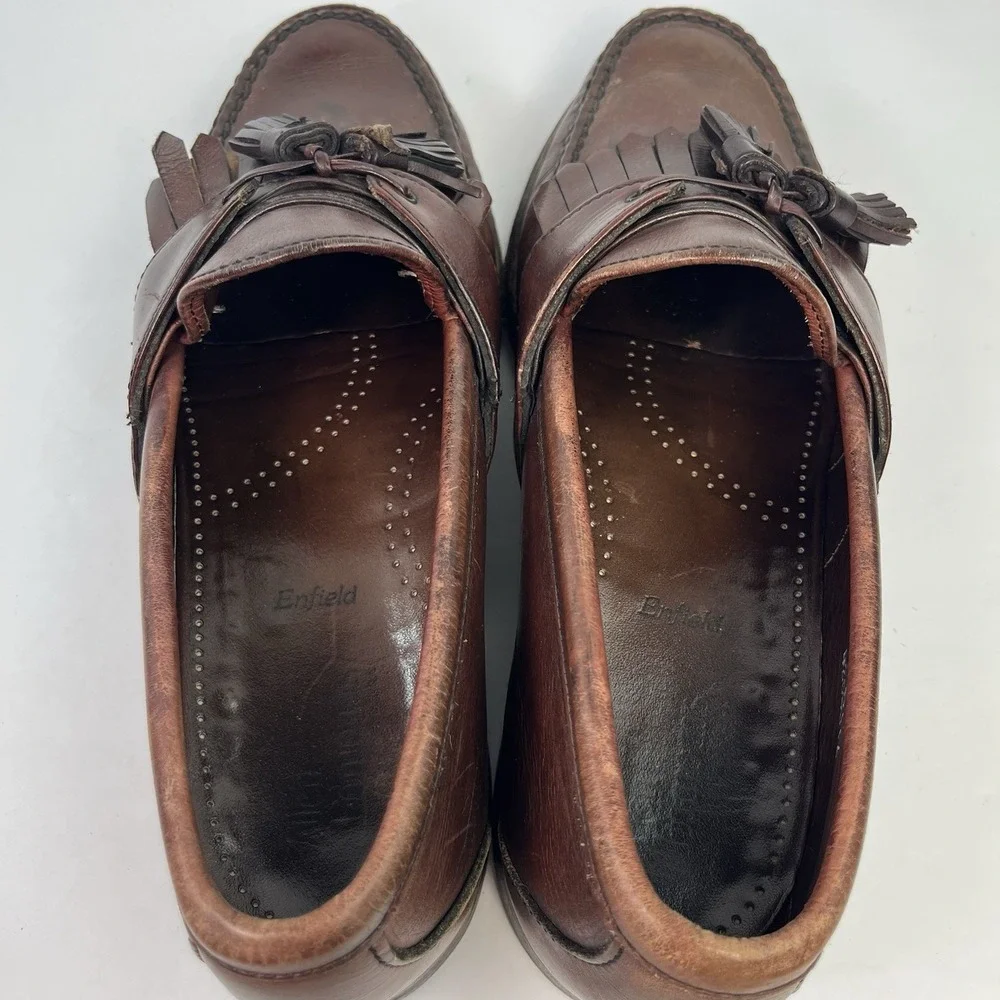Allen Edmonds Enfield Brown Leather Kiltie Tassel Loafers Slip On Size 8.5D